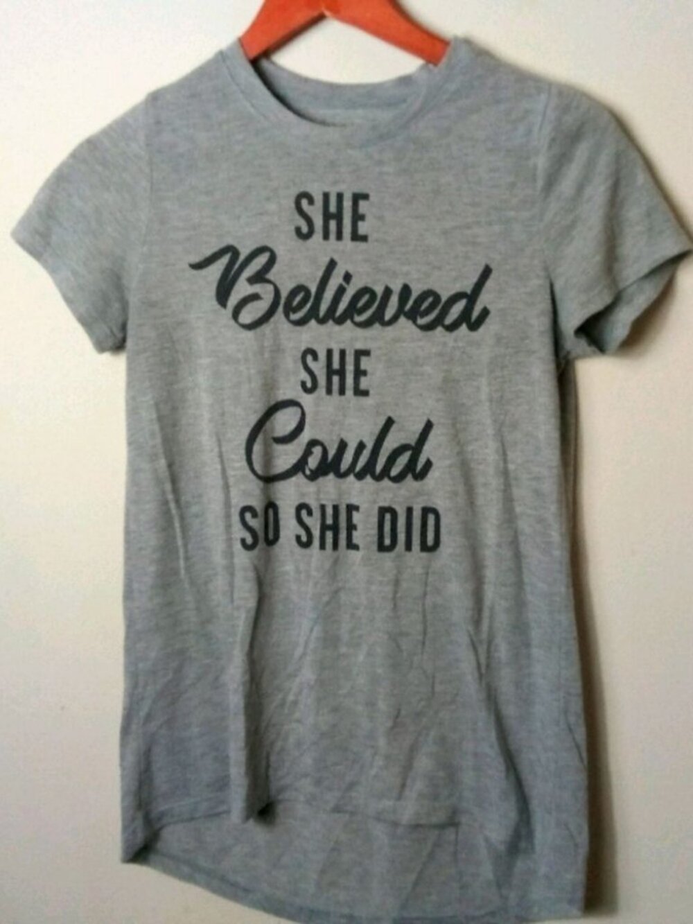 Zoe + Liv S Gray She Believed She Could Tee Top